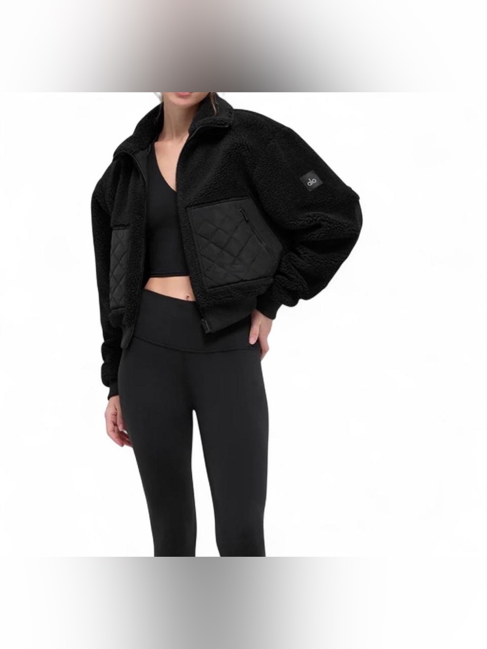 ALO Yoga Black Sherpa Zip Jacket